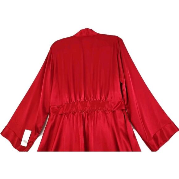 Morgan Taylor Intimates ~Woman Size XL~ Red Satin Robe Kimono NWT. - Picture 8 of 13